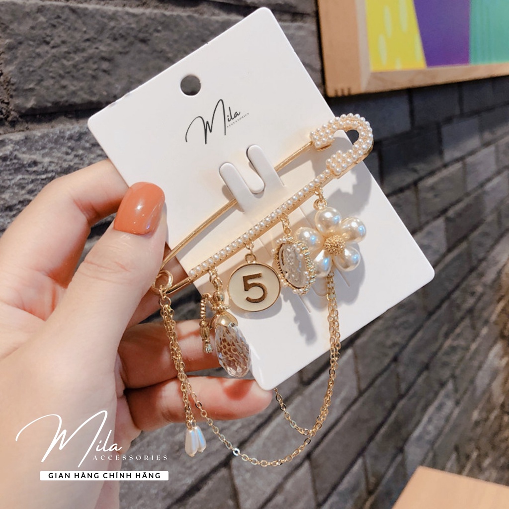 Cài áo cute nữ vintage đính đá đẹp MILA ❤️HOTTREND❤️ phong cách hàn quốc thời thượng PK107 Mila Accessories