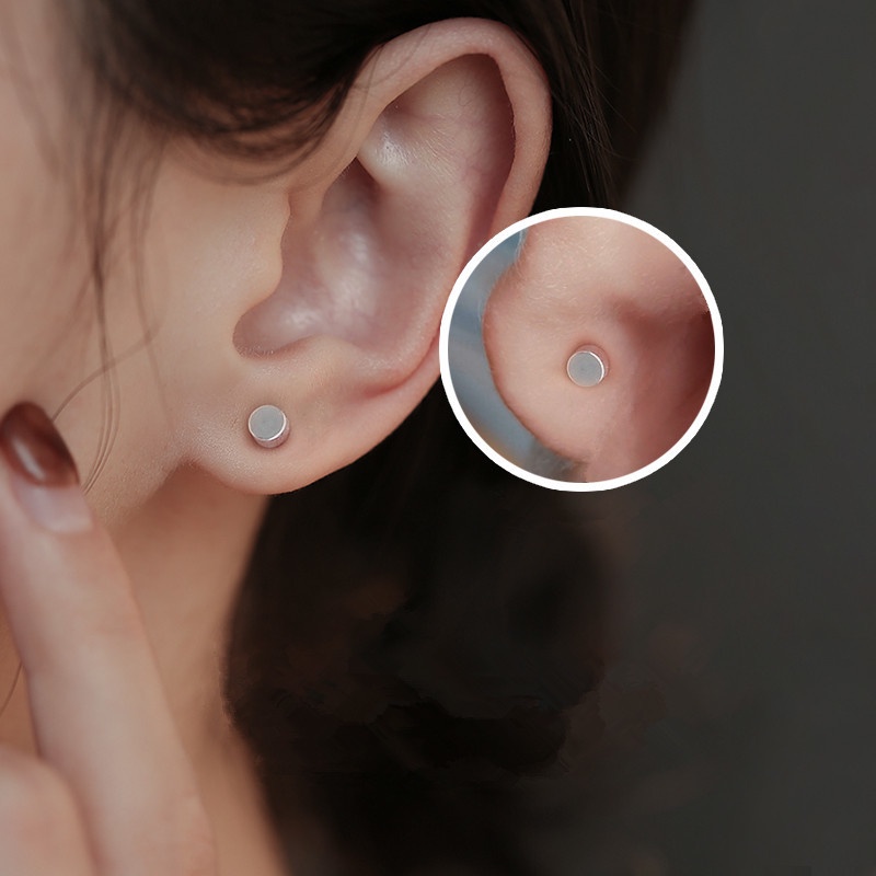 Bông Tai Dạng Xỏ Bằng Thép Không Gỉ 316L Thời Trang Đơn Giản Cho Nam Và Nữ
