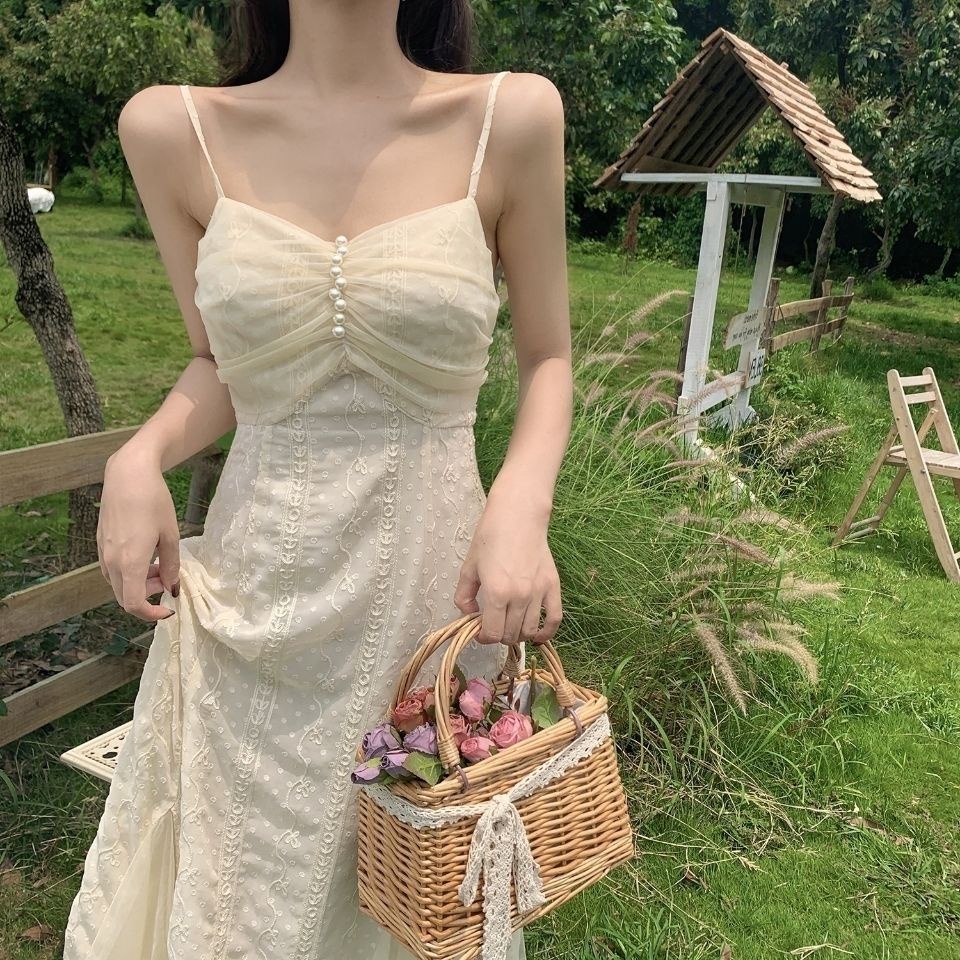 Đầm Hai Dây Dáng Dài Phong Cách Pháp Thời Trang Mùa Hè Hàng Đầu 2022 Mới