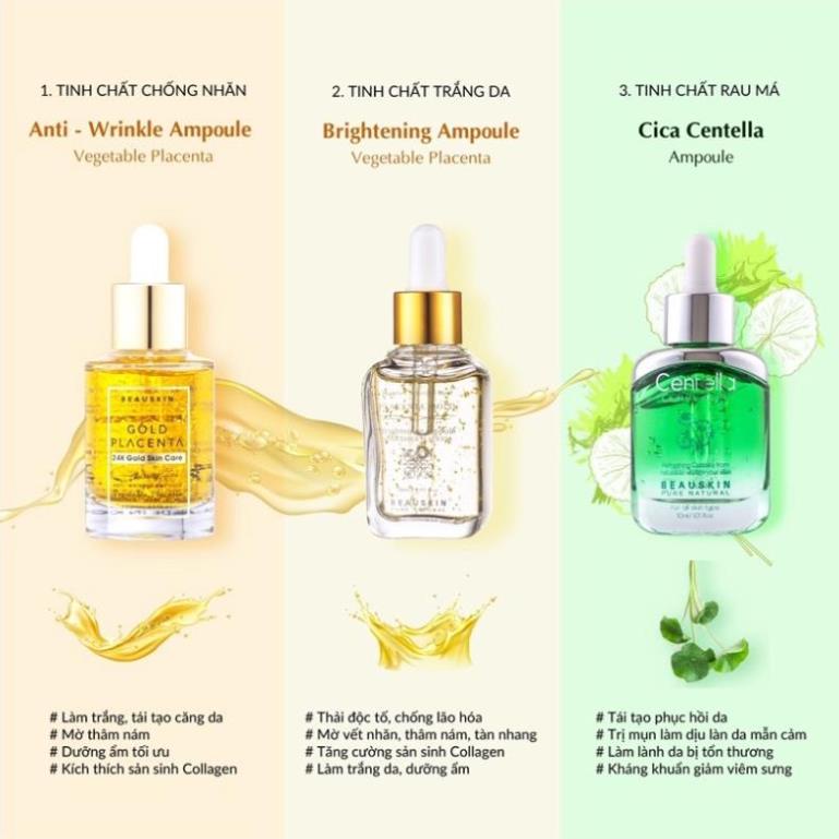 Serum tinh chất, chống nhăn, giúp căng cơ mặt 24K BEAUSKIN LUXURY GOLD PLACENTA Hàn quốc 30ml