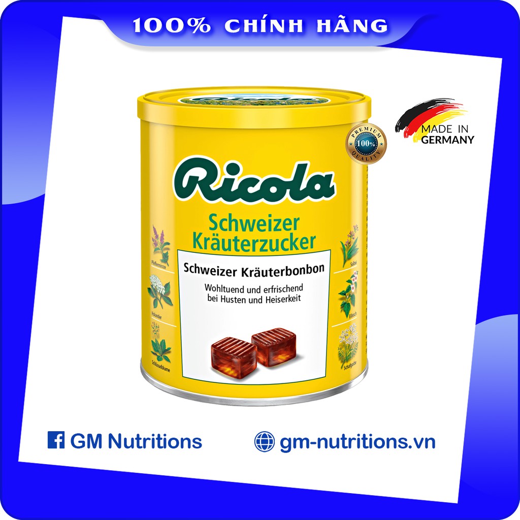 Kẹo ngậm thảo dược giảm ho khàn giọng Ricola Hộp 250g