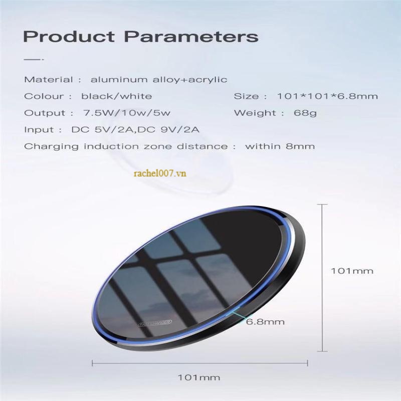 15W mobile phone wireless charger, wireless fast charging, mirror aluminum alloy acrylic, QI 10W wireless charging, suitable for iphone, samsung, xiaomi, oppo, wireless charging pad