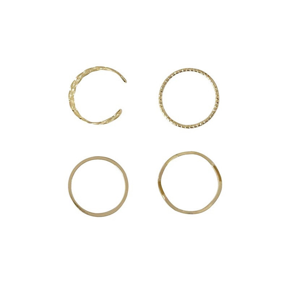 Bộ 4 Nhẫn Đeo Tay Thiết Kế Đơn Giản Thời Trang Hàn Quốc Cho Nữ