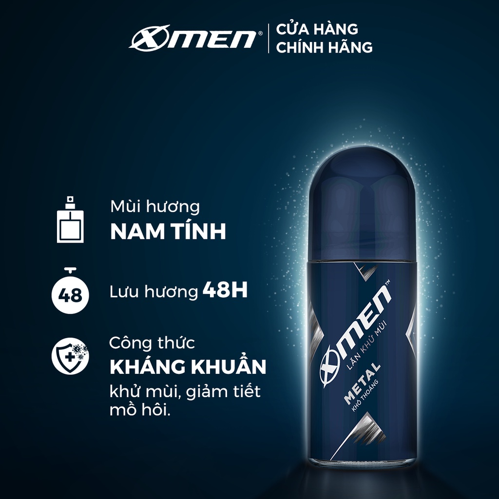 Lăn khử mùi X-men Metal - Khô thoáng 50ml