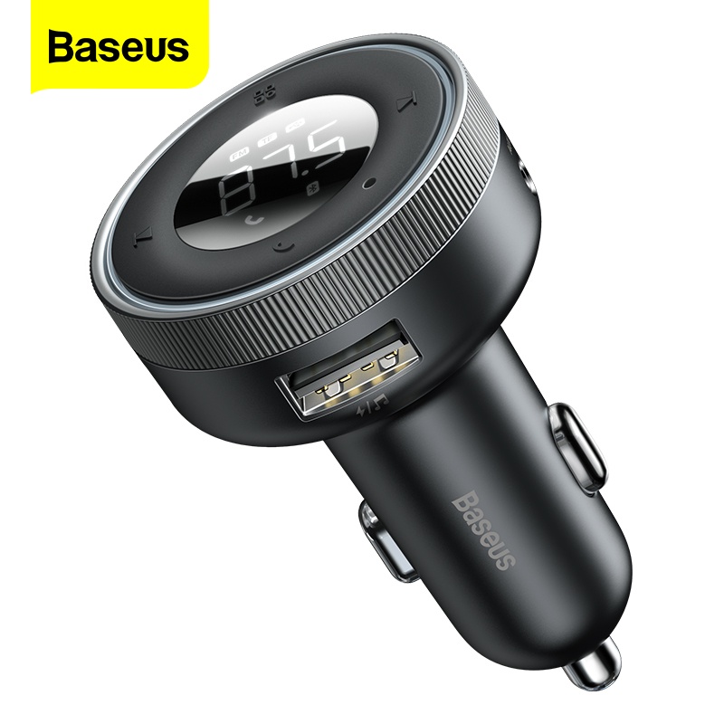 Tẩu cắm sạc xe hơi Baseus 2 cổng USB phát radio FM không dây Bluetooth 5.0 2.4A