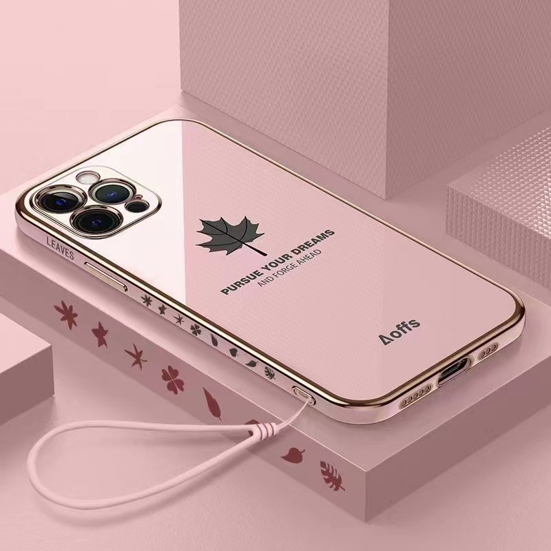 Ốp Điện Thoại Mạ Hình Lá Phong Cho Samsung A10S A20S A21S A20 A30 A11 A12 A22 A31 A50S A30S A32 A52 A72 A71 4G