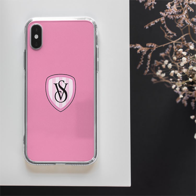 Ốp lưng logo VS VICTORIA'S SECRET nền hồng cho Iphone 5 6 7 8 Plus 11 12 Pro Max X Xr VICPOD00033