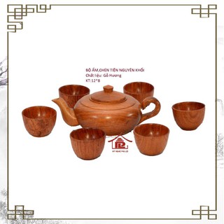 Bộ ấm chén gỗ Hương tiện nguyên khối