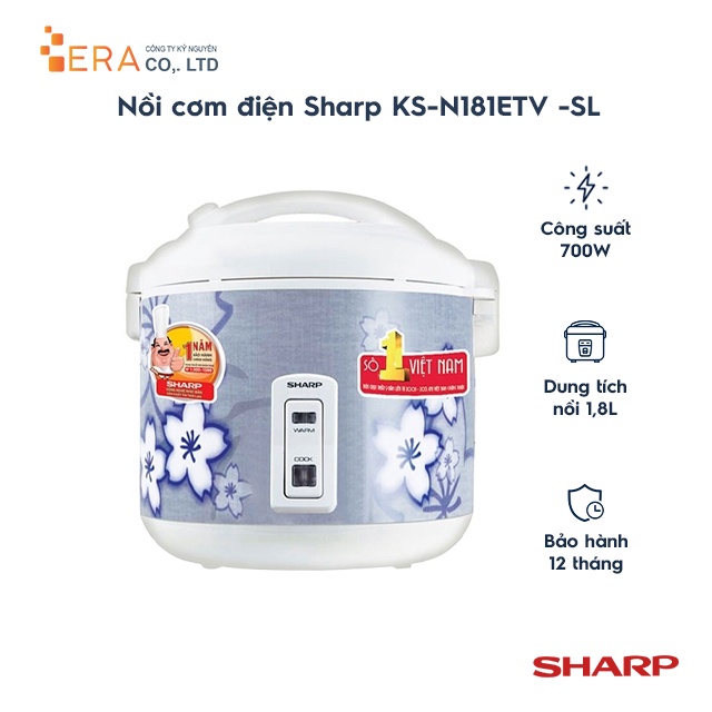 Nồi cơm điện Sharp KS-N181ETV &quot;SL&quot; 1.8L