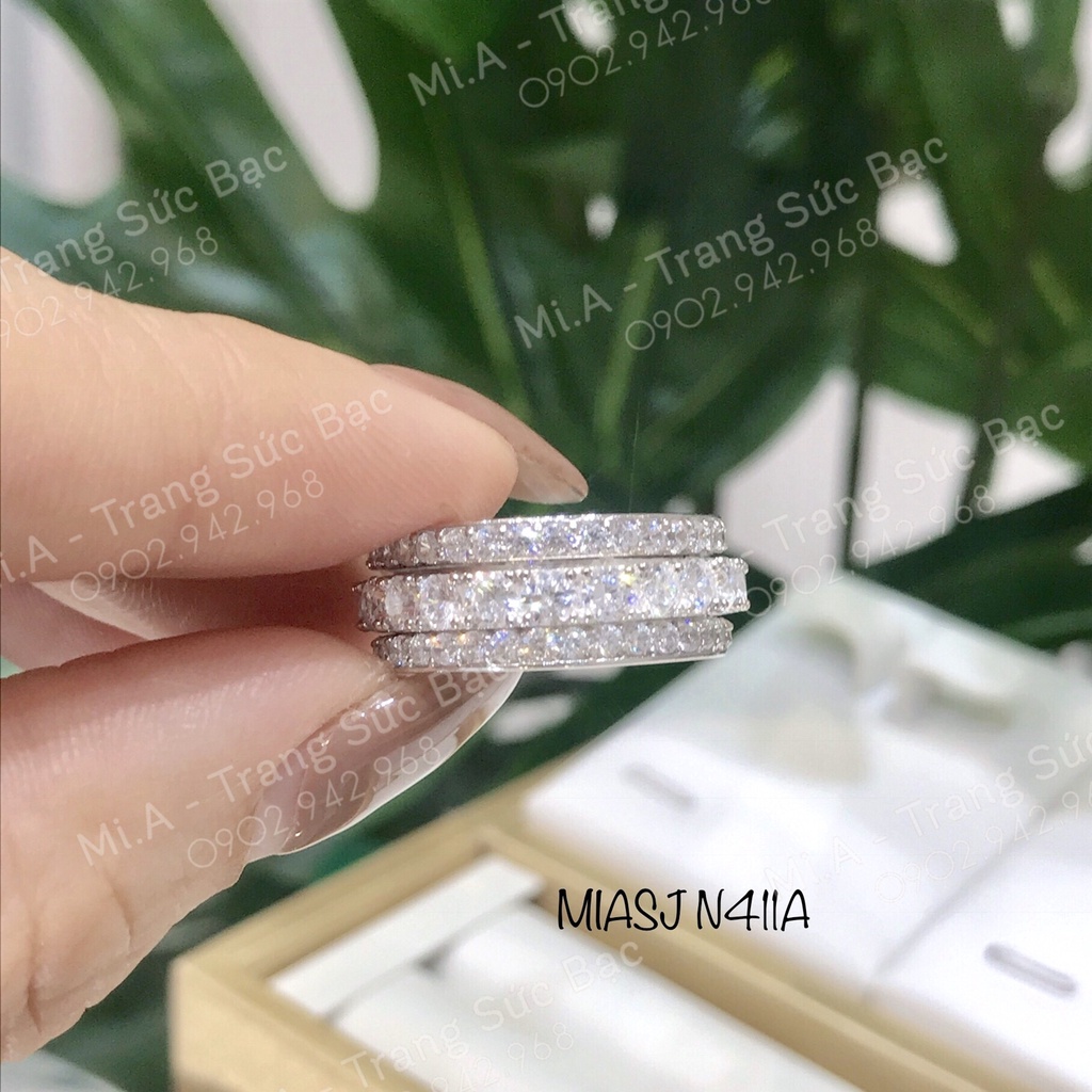 Nhẫn nữ bạc Ý S925 MiASJ thân ghép 3 nạm đá cao cấp N411A
