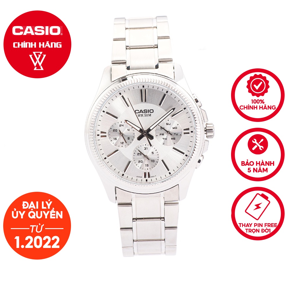 Đồng Hồ Quartz Nam Casio WATCHSTORE MTP-1375D-7AVDF Thiết Kế Mặt Kính Khoáng 42mm, Dây Kim Loại Và Vỏ Thép Không Gỉ