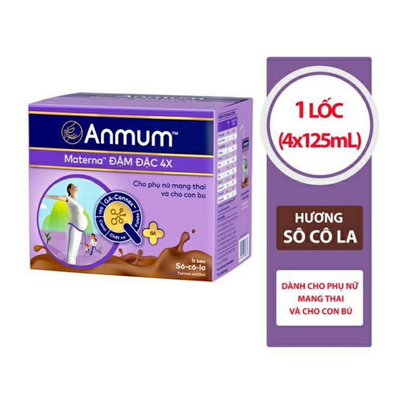 Sữa nước Anmum vị Socola và Vani hộp 125ml