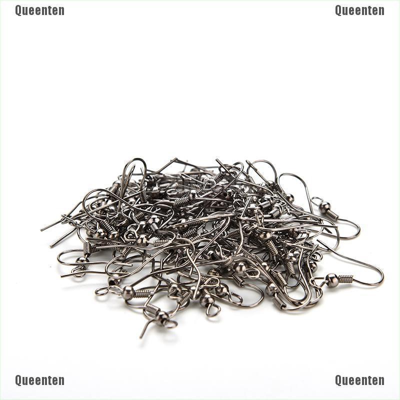 ★Queen★100 Pcs Plated Silver Earring Hook Coil Ear Wire for Jewelry Making 4 Colors