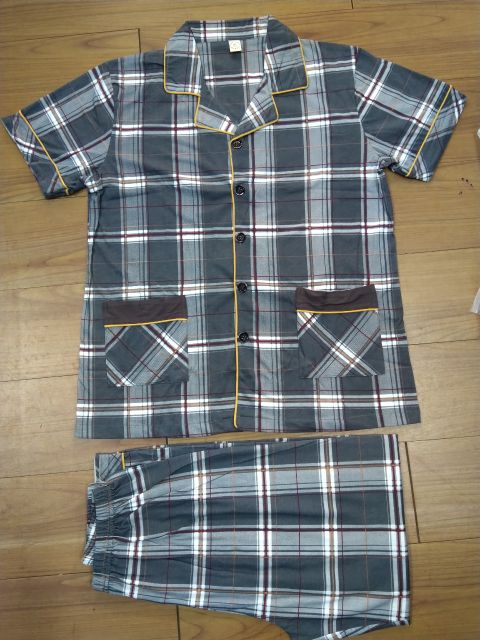 PIJAMA NAM cộc tay-Đồ bộ nam bộ hè chất vải COTTON 100% dày dặn, thông thoáng