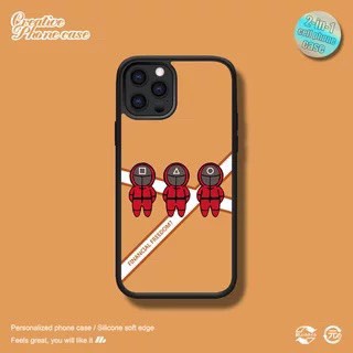 Ốp lưng iphone nhân vật lính và búp bê squid game, ốp điện thoại cao cấp