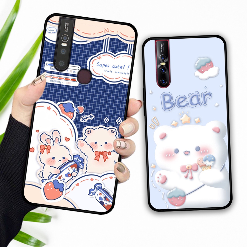 Ốp lưng Vivo V15 / V15 Pro in hình caro gấu thỏ dễ thương