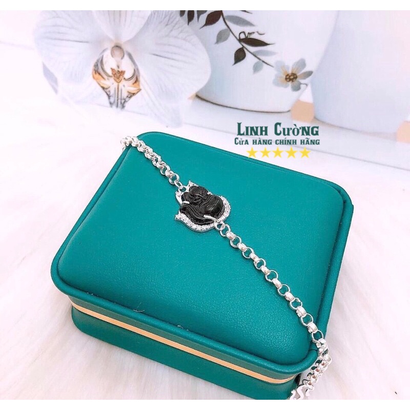 Lắc tay mặt đính đá hồ ly phong thủy - TRANG SỨC BẠC