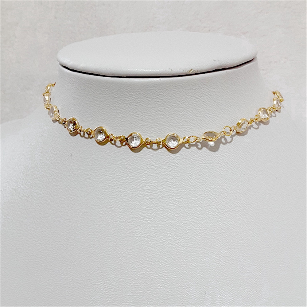 Dây chuyền dài mạ vàng đính đá thời trang cho nữ
