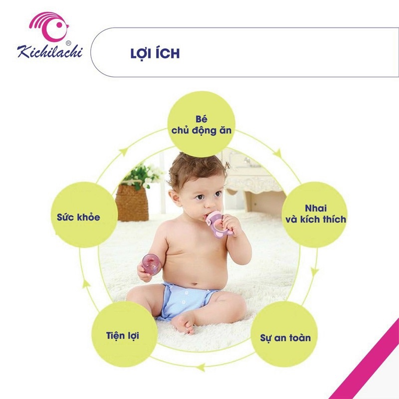 [Chính Hãng Đủ Giấy Tờ] Túi Nhai Ăn Dặm Chống Hóc Bằng Silicone Kichilachi Nhật Bản ( Đủ Phụ Kiện )