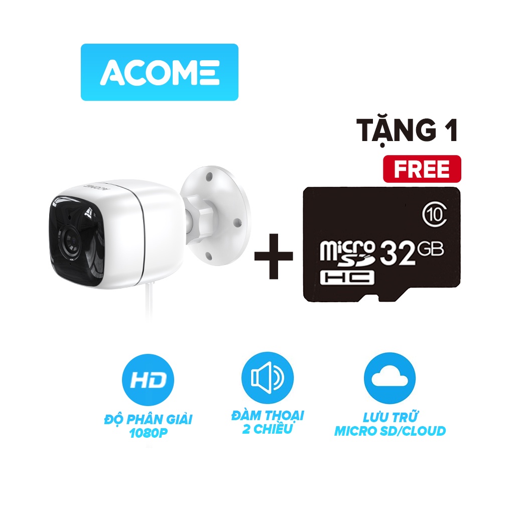 [Tặng Thẻ Nhớ] Camera Wifi Thông Minh Ngoài Trời ACOME APC04 Tặng Kèm Thẻ Nhớ 32G Độ Phân Giải 1080P | BigBuy360 - bigbuy360.vn