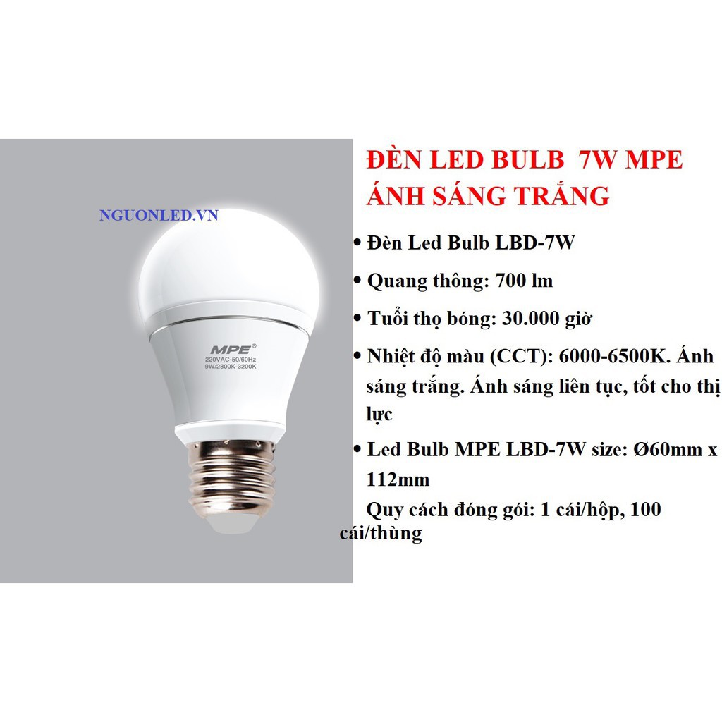 Bóng đèn Led MPE 7W siêu sáng siêu bền, siêu tiết kiệm.