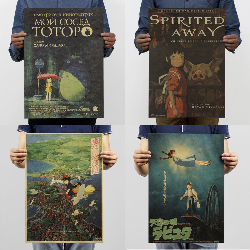 Poster dán tường hình anime Ghibli Nhật Bản tùy chọn