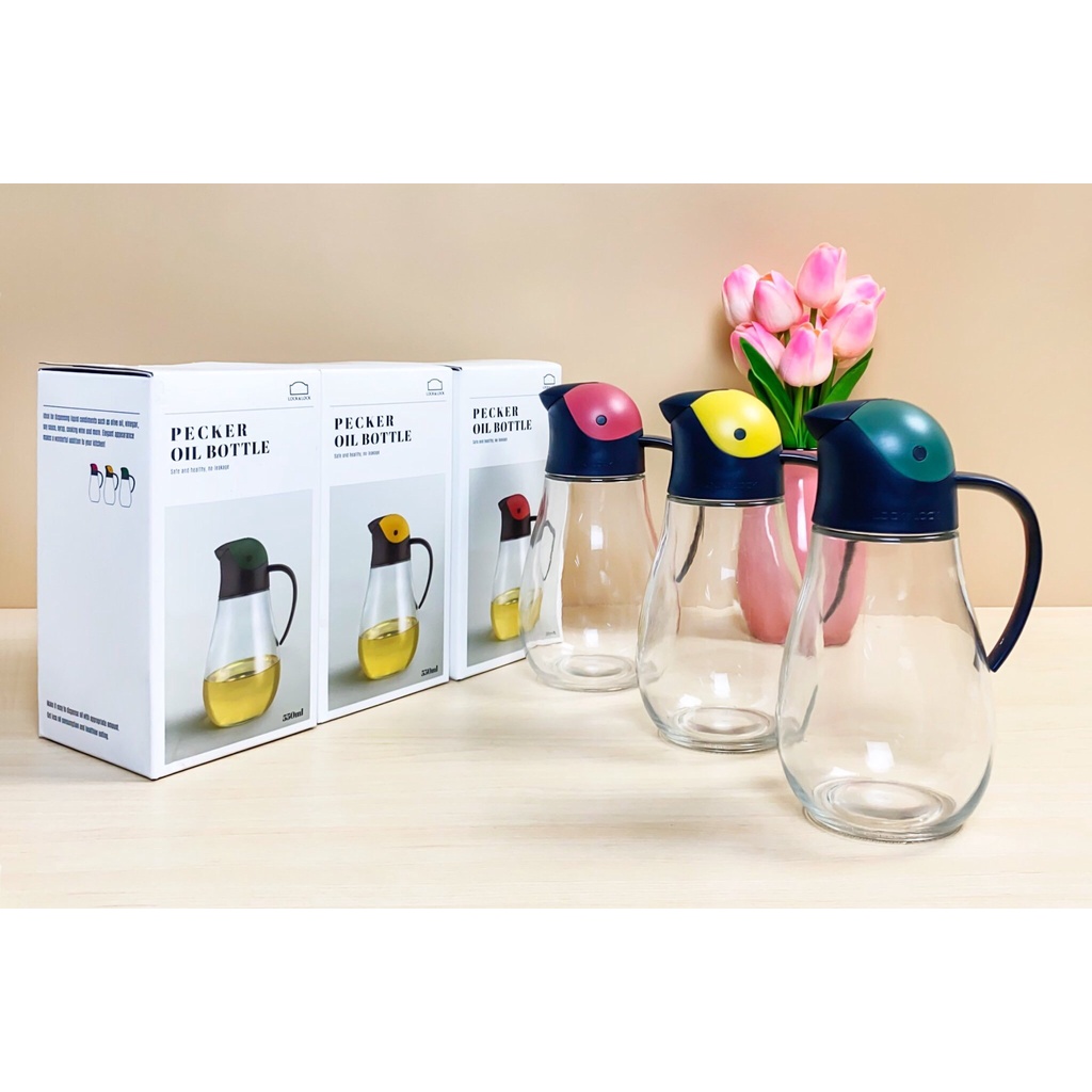 Bình đựng dầu ăn thủy tinh Lock &amp; Lock 550ml chính hãng, bình rót dầu ăn nắp tự động, chai triết dầu ăn thủy tinh