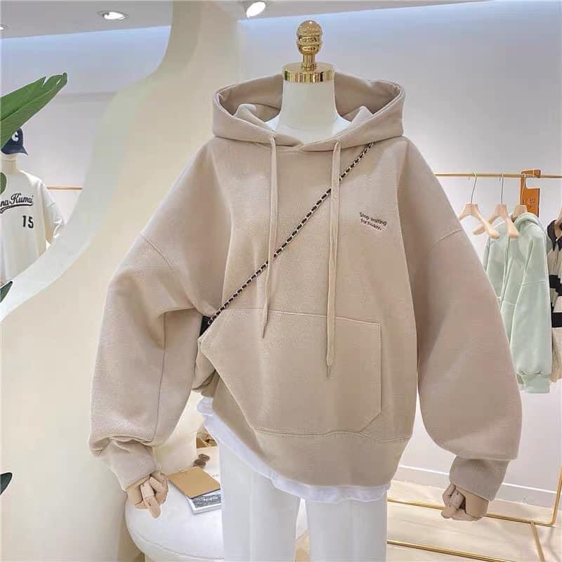 Áo khoác nỉ hoodie basic thêu chữ vải nỉ lót bông giá rẻ Bingshop