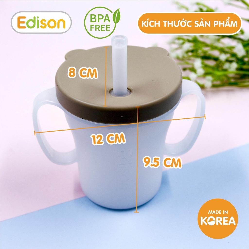 Cốc tập uống 3 giai đoạn Edison Hàn Quốc có ống hút chống rò rỉ và tay cầm cho bé từ 6 tháng