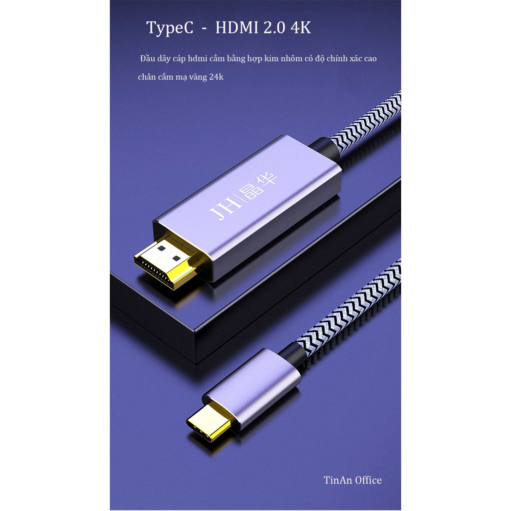 Cáp chuyển đổi USB Type C sang HDMI 2.0 HD-4K,1m/2m
