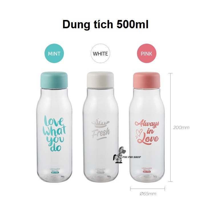 Bình nước Lock&Lock Milky dung tích 500ml nhựa PET BPA Free HAP654