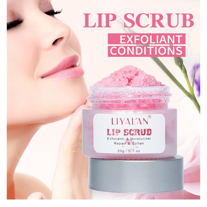 Tẩy tế bào chết môi LIYALAN thành phần dừa hữu cơ nuôi dưỡng da môi hiệu quả 20g