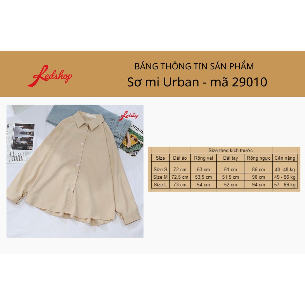 XẢ KHO _CÓ BIGSIZE_Áo Sơ mi Nữ Basic Dáng Rộng Tằm Mịn Tay Dài Redshop