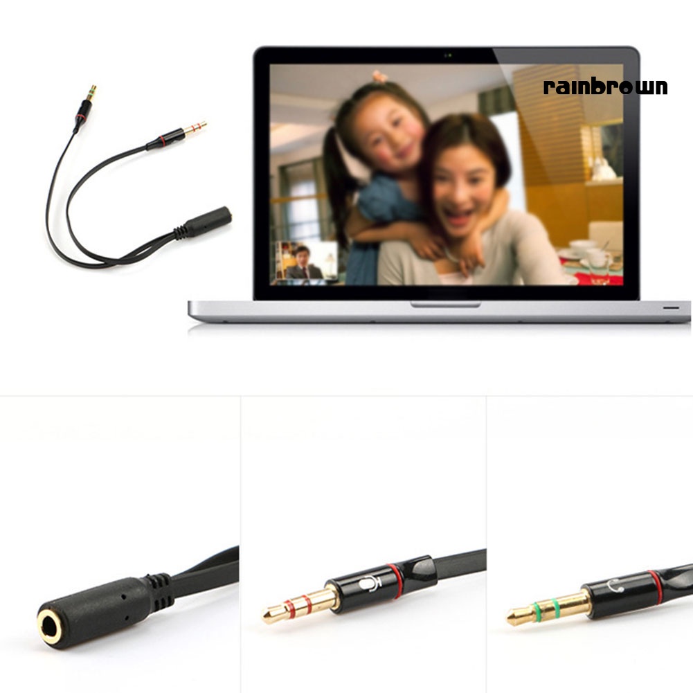 Cáp chia tai nghe micro chuyển đổi cổng sang 2 đầu 3.5mm dạng chữ Y