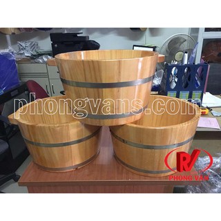 Thau gỗ ngâm chân có hạt massage
