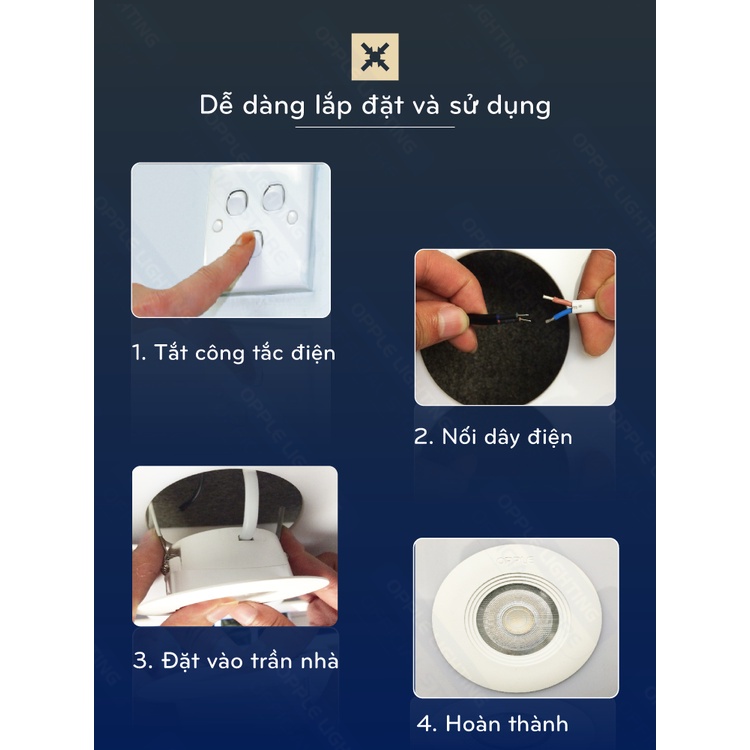 Bộ Đèn OPPLE LED Chiếu Điểm Âm Trần HS - Tia Sáng Sắc Nét, Tiết Kiệm Năng Lượng - Hàng Chính Hãng