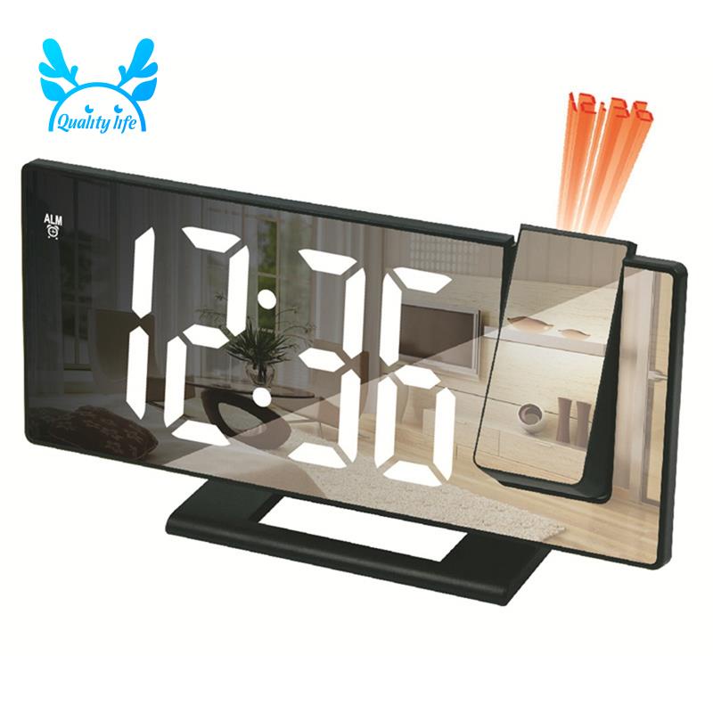 Đồng Hồ Báo Thức Điện Tử Thông Minh Có Đèn LED Và Cổng USB Xoay 180 Độ° Máy Chiếu Thời Gian Snooze