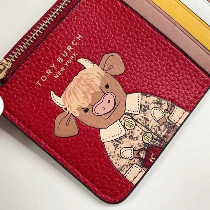 Ví Nữ cầm tay mini thời trang ngắn Tory Burch trâu đỏ bỏ túi nhỏ gọn nhiều ngăn da cao cấp đựng tiền thẻ