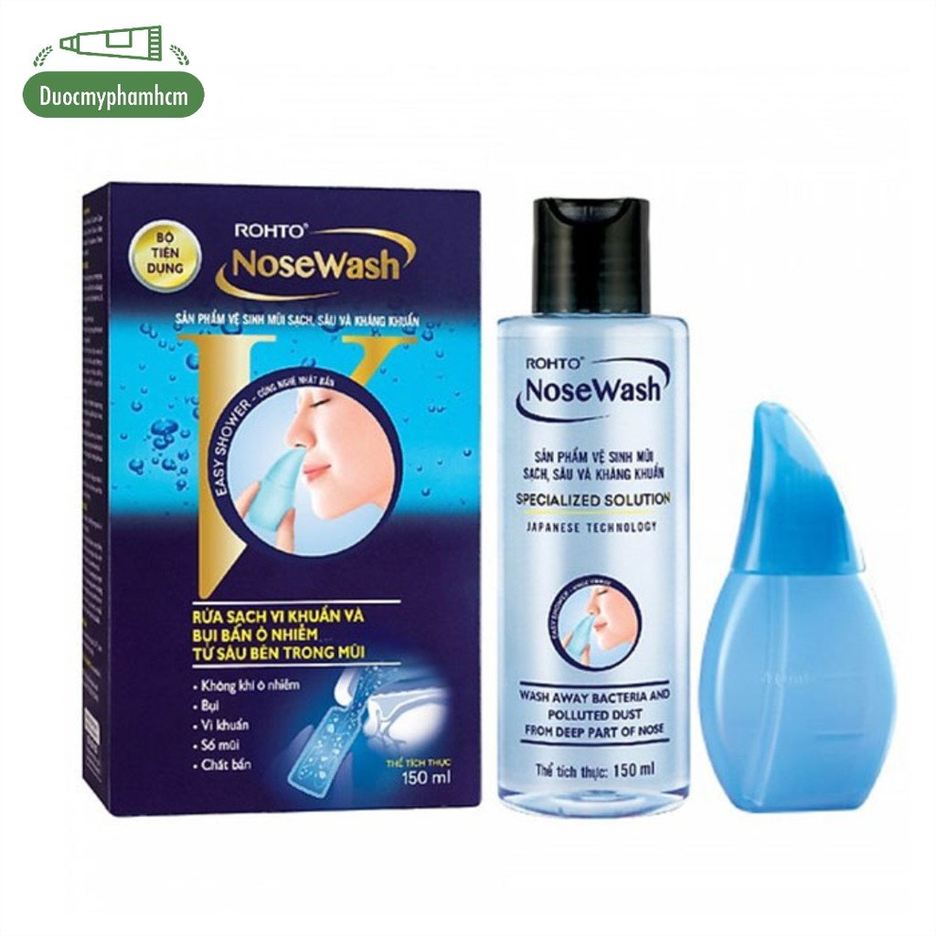 Bộ vệ sinh mũi Rohto NoseWash miniset (1 bình vệ sinh mũi Easy Shower và 1 bình dung dịch 150ml)