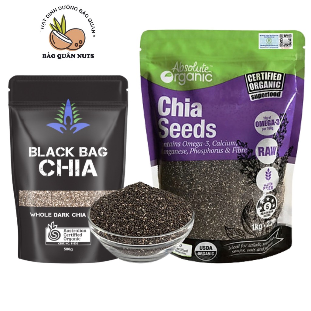 MỚI NHẤT Hạt chia đen Úc Black Bag CHIA - Chia Úc Absolute Organic hữu Cơ