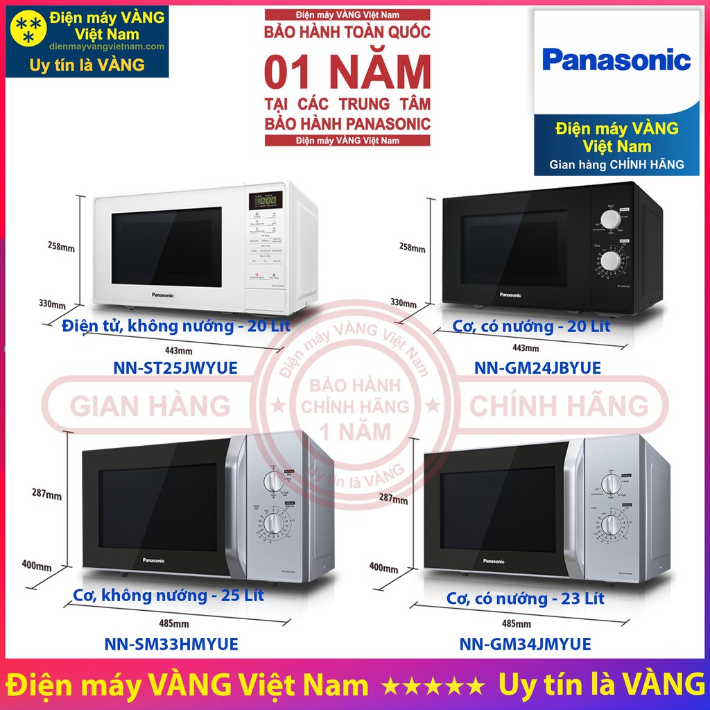 [Mã 99ELHA giảm 7% đơn 300K] Lò vi sóng Panasonic NN-ST25JWYUE NN-GM24JBYUE NN-SM33HMYUE NN-GM34JMYU