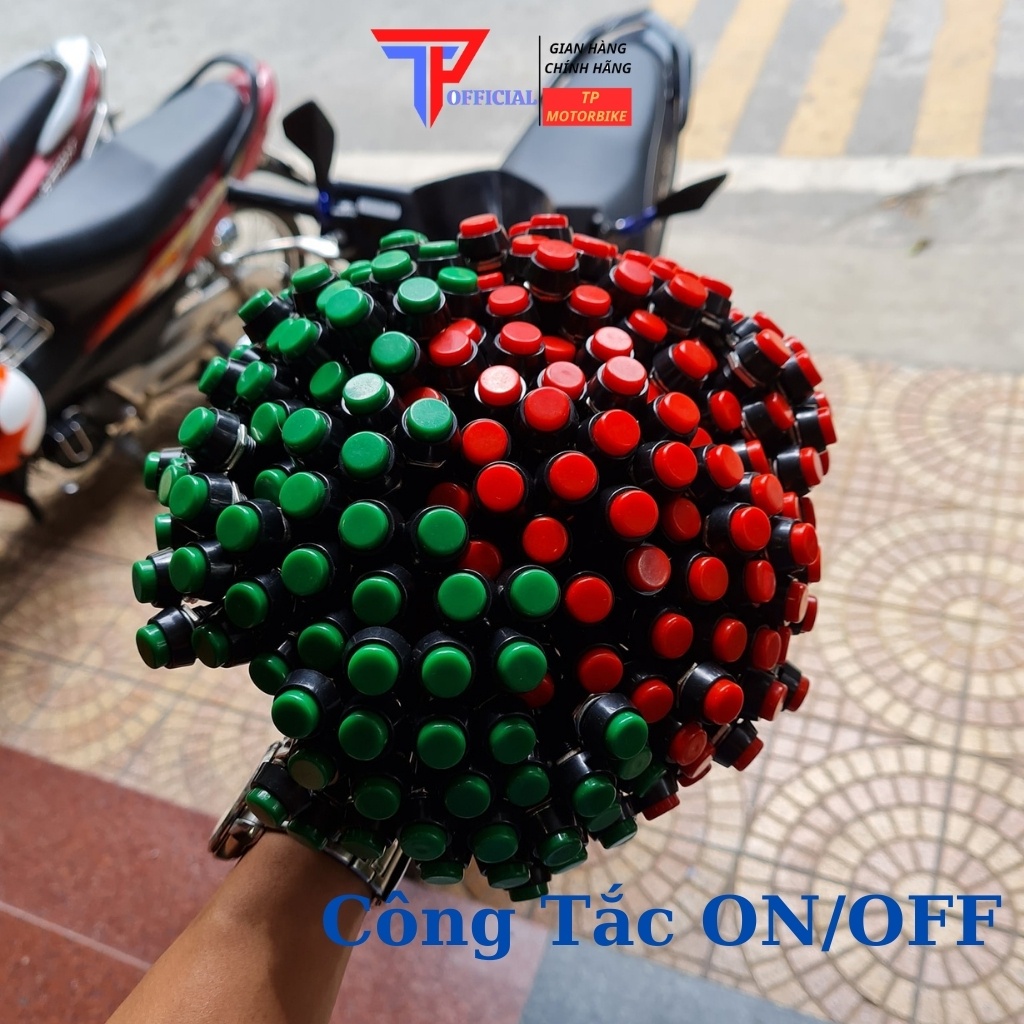 Công tắc on off chống nước mini tròn nhấn nhả 2 chân kèm dây-TPMotorBike