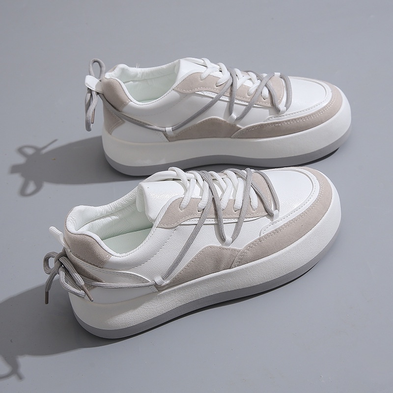 Giày bánh mỳ nữ phong cách Hàn Quốc hot 2022 màu trắng be da lộn cao cấp chống bẩn Top Shoes Size 36-40