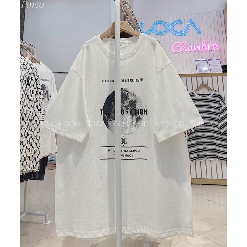 [P0120] Áo thun áo phông UNISEX mặt trăng THE MIGRATION form rộng vải cotton dày dặn (Có sẵn/ảnh thật)