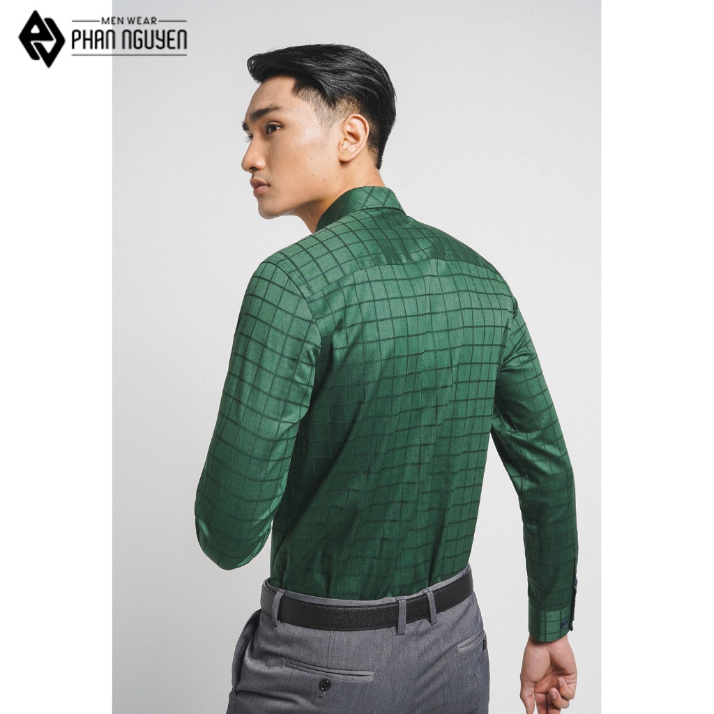 Áo sơ mi họa tiết dài tay nam Phan Nguyễn thiết kế trẻ trung, lịch lãm, chất liệu cotton mềm mịn, thấm hút SMD.716