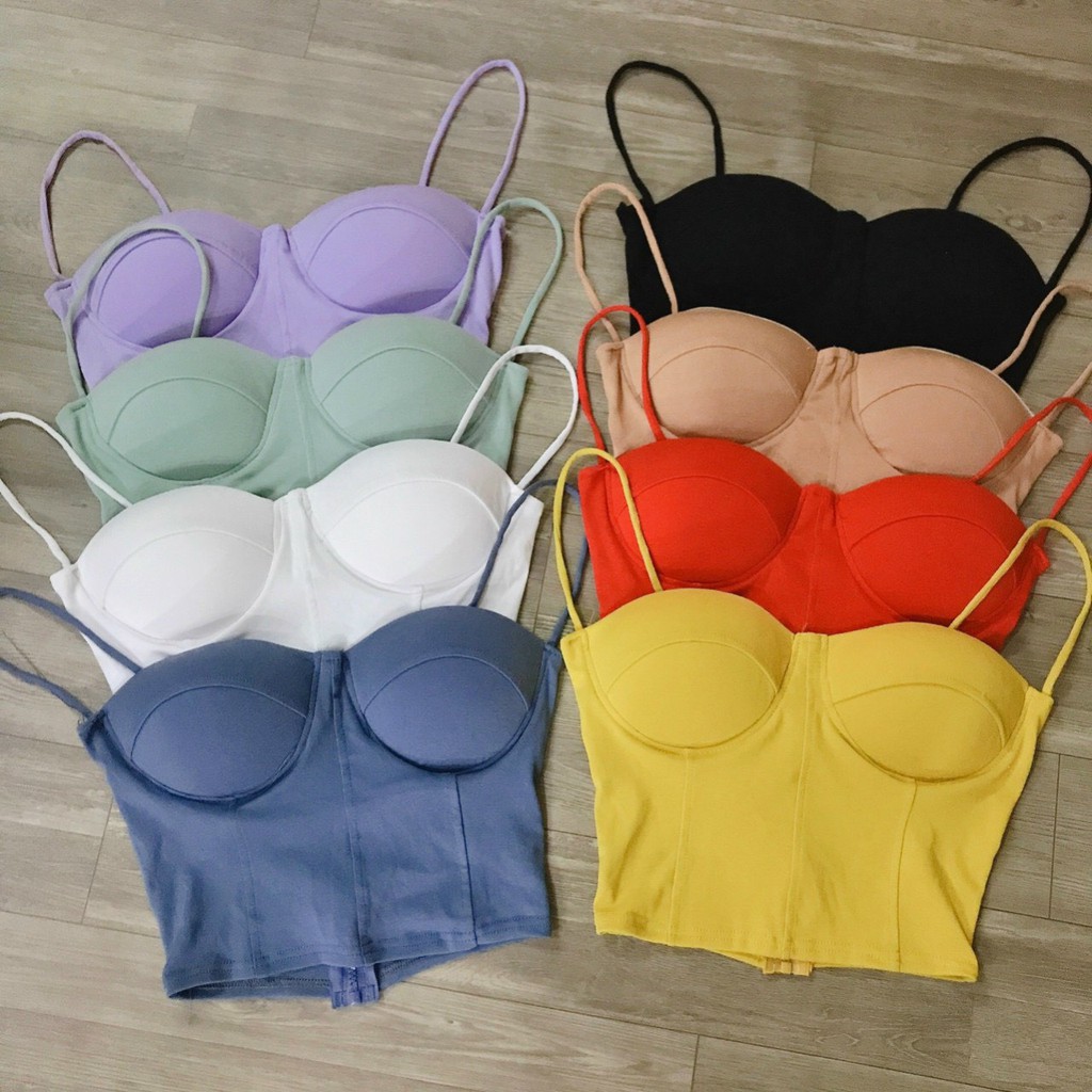 Áo hai dây mút ngực dây kéo sau cực sexy , chất thun bozip dày dặn mềm mịn ( ảnh thật )