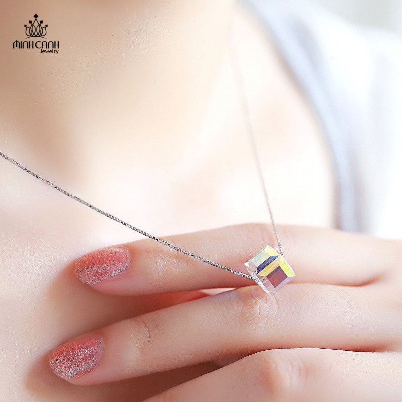 Dây Chuyền Bạc Hình Khối Lập Phương Lấp Lánh - Minh Canh Jewelry