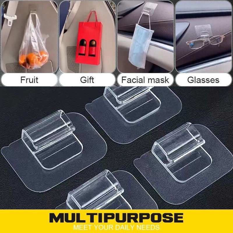 Set 10 Miếng Dán Cố Định Thảm Lót Xe Hơi Chất Liệu Acrylic Trong Suốt Chống Trượt