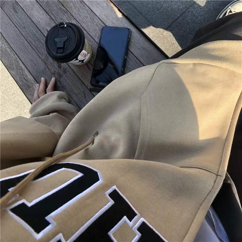 Áo Khoác Hoodie Thể Thao Phong Cách Retro Hàn Quốc Cho Nữ