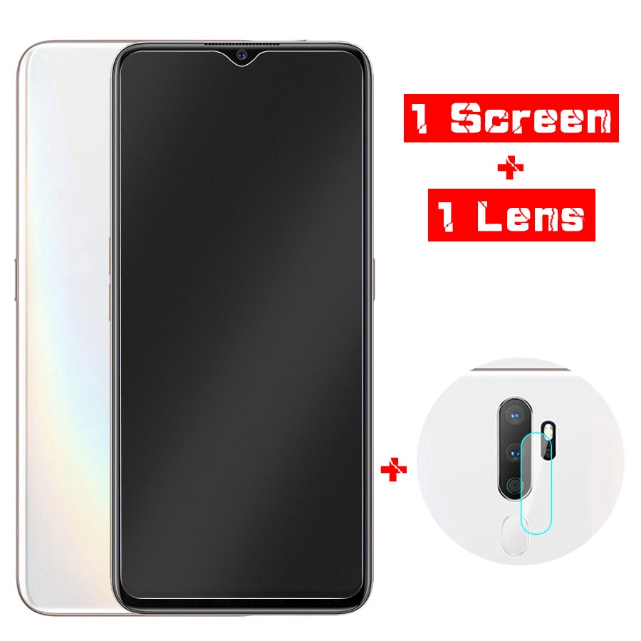 2 Trong 1 Kính cường lực Nhám chống vân tay + Kính Cường Lực Camera Cho OPPO F9 F11 Pro A5S A12 A15 A15S A31 A53 A52 A92 A91 A93 A54 A74 A5 A9 2020 Reno 3 4 5